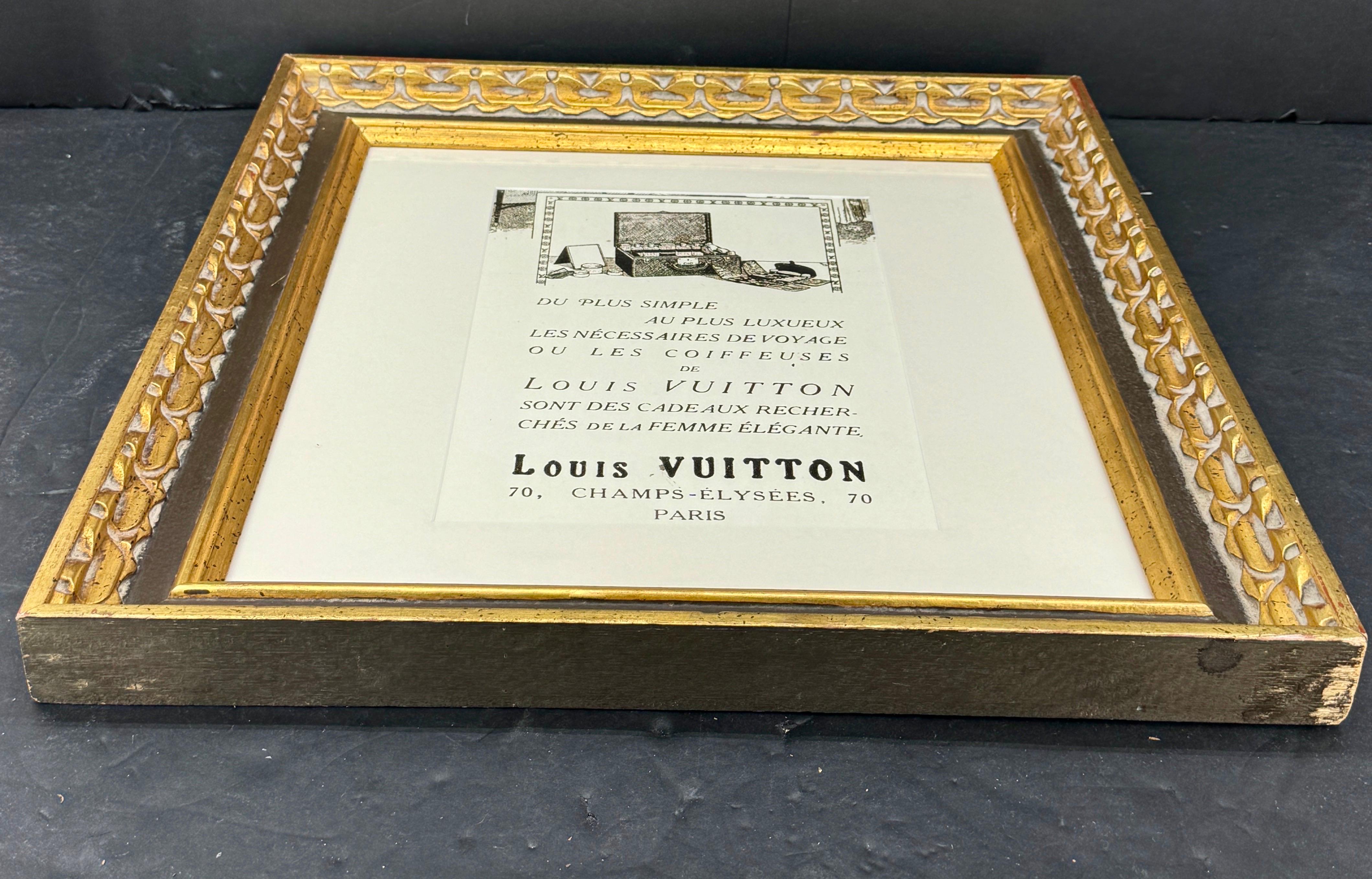 Französischer Louis Vuitton-Kunstdruck eines Truhens in Vintage-Rahmen (Handgefertigt) im Angebot