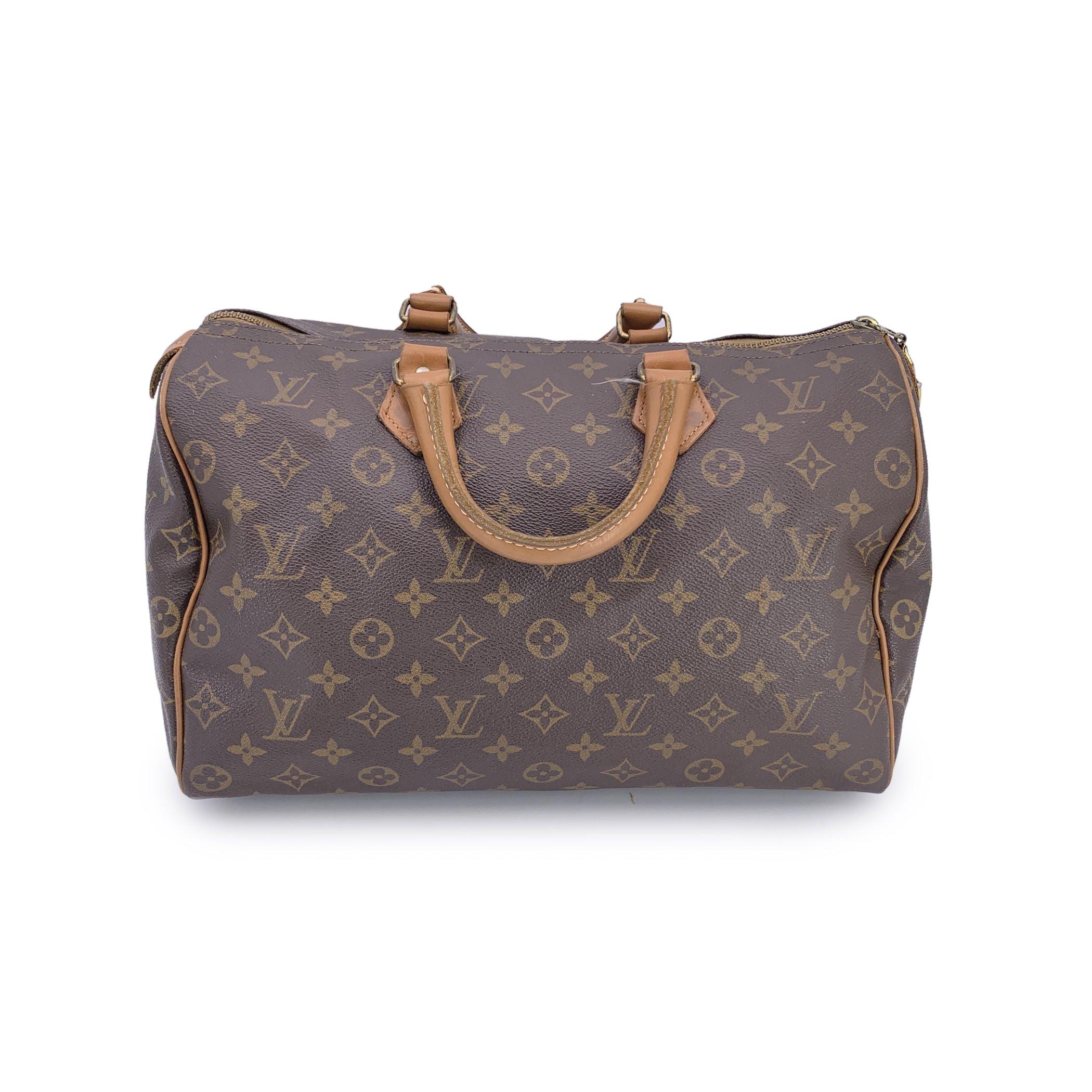 Gris Louis Vuitton French Company Vintage Monogram Canvas Speedy 35 Bag en vente