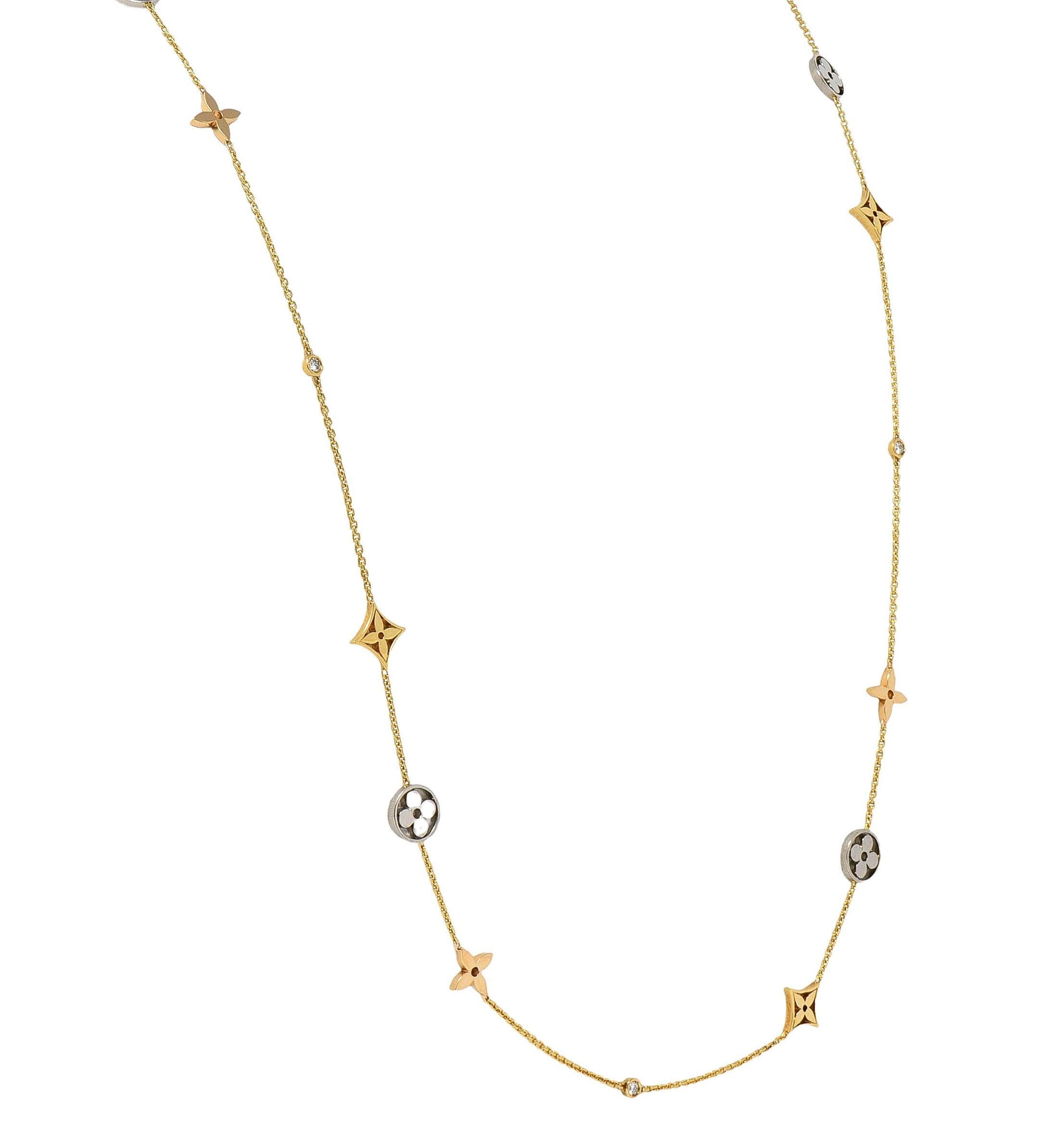 Women's Louis Vuitton French Diamond 18 Karat Gold Monogram Idylle Icon Station Necklace