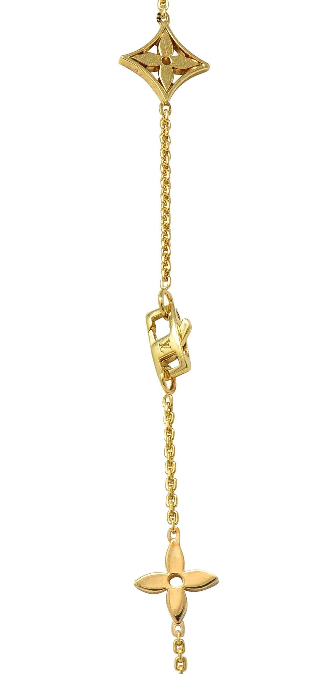 Louis Vuitton French Diamond 18 Karat Gold Monogram Idylle Icon Station Necklace 2