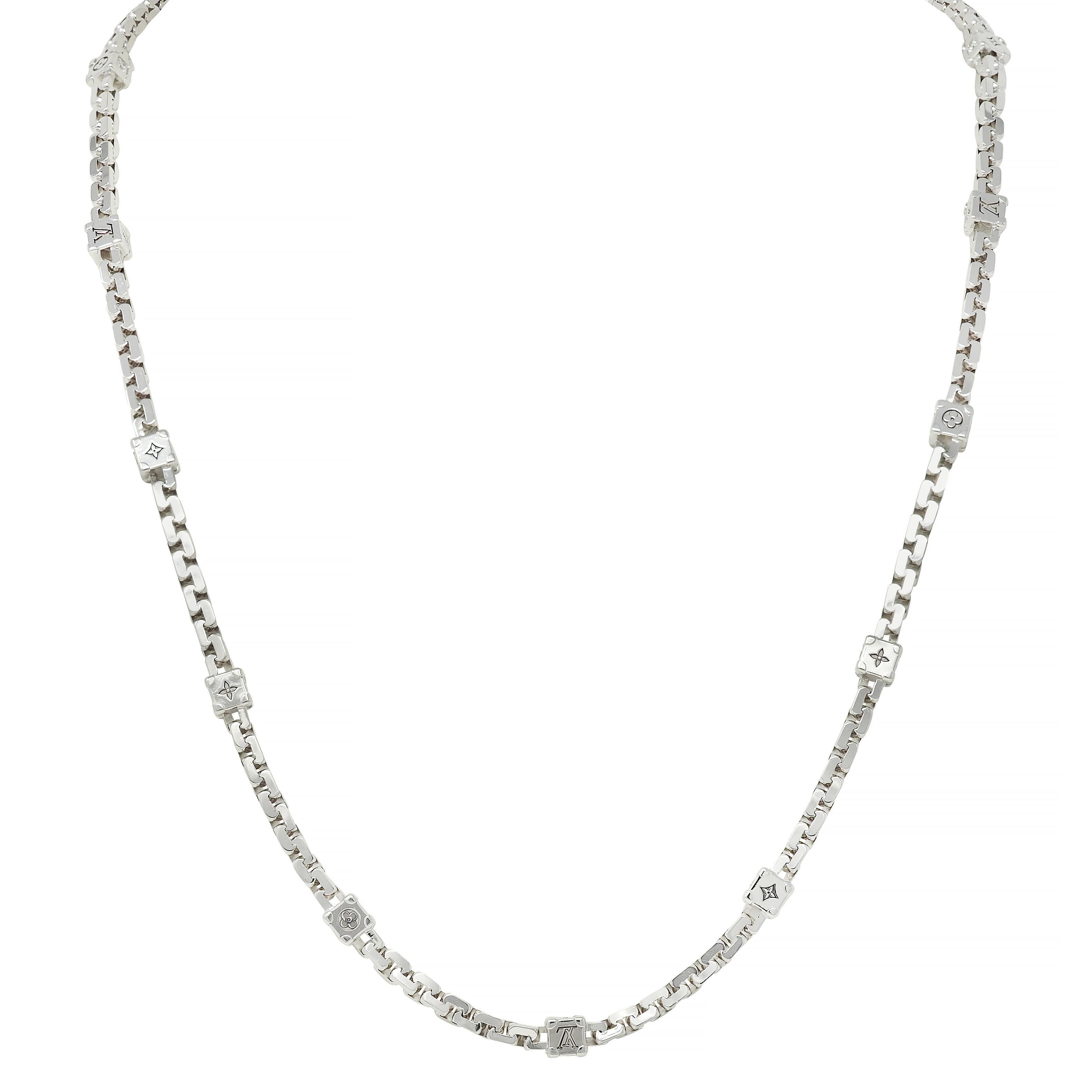 Louis Vuitton, collier unisexe Les Gastons Trunk en or blanc 18 carats et diamants français en vente 2