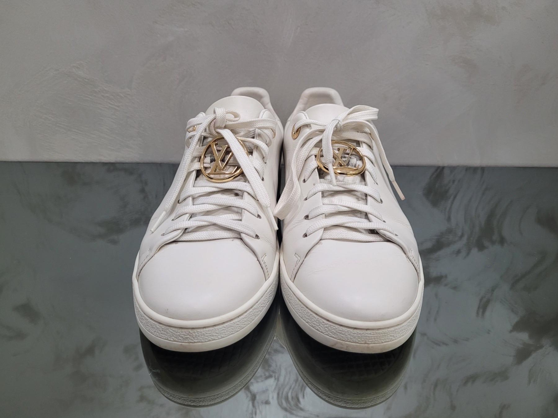 Louis Vuitton Frontrow Leder Sneakers - Größe 38.5 (40) (Grau) im Angebot
