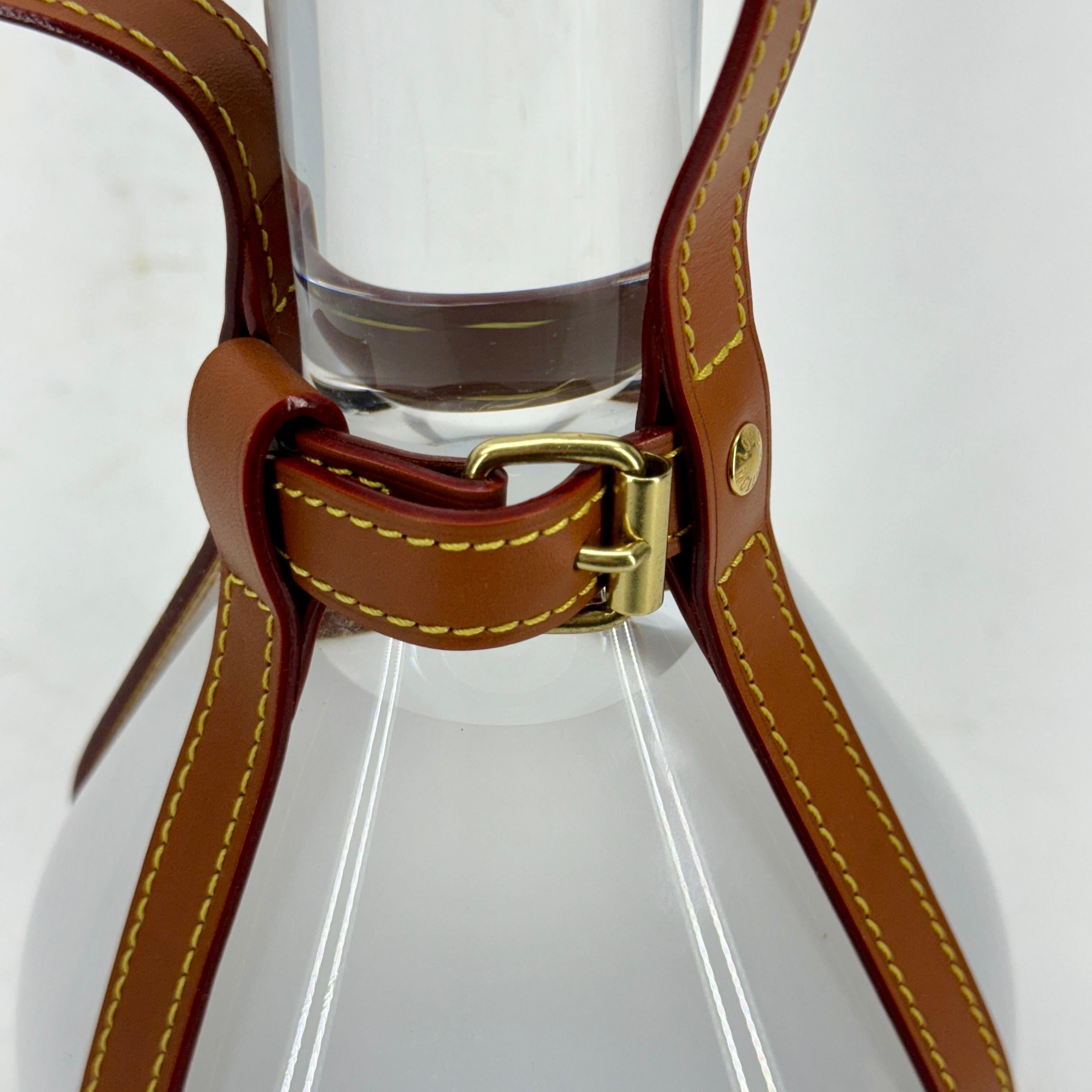 Louis Vuitton Frosted Glass LV Bell Lamp with Caramel Leather For Sale 11
