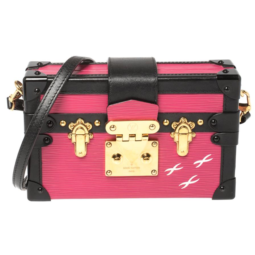 Louis Vuitton Fuchsia/Black Epi Leather Petite Malle Bag at 1stDibs