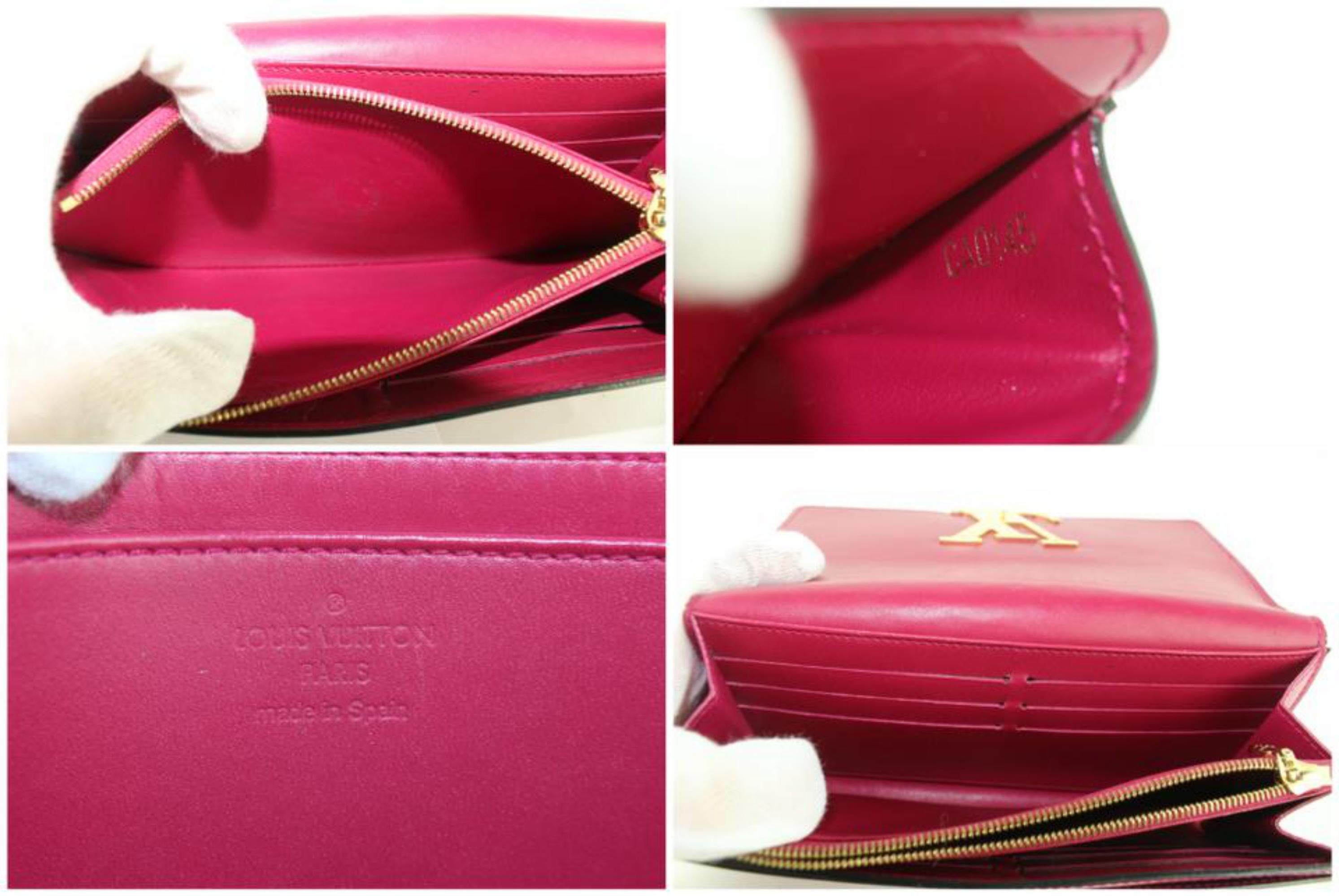 Red Louis Vuitton Fuchsia Clutch Monogam Vernis 4lz1220 Wallet For Sale