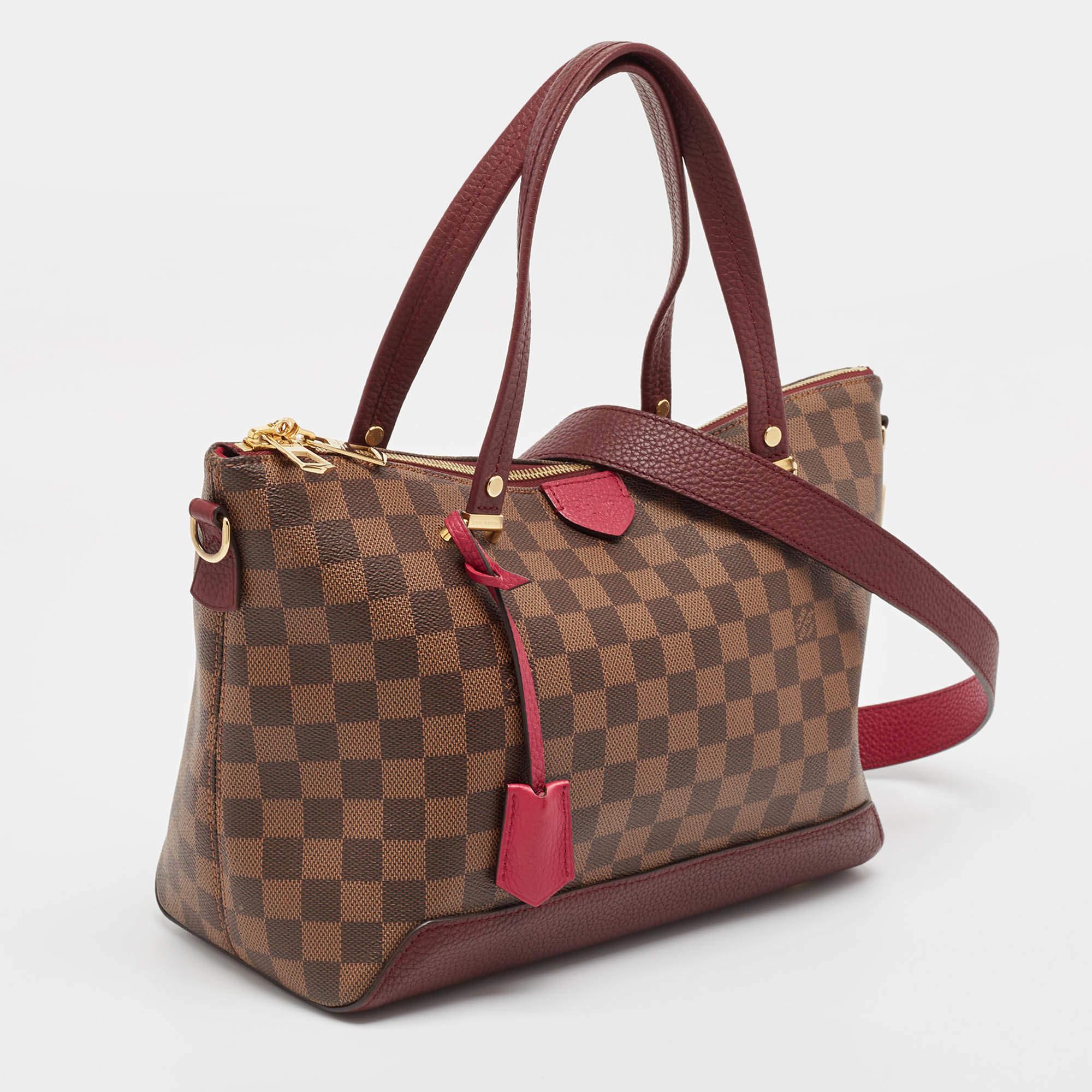 Brown Louis Vuitton Fuchsia Damier Ebene Canvas Hyde Park Bag