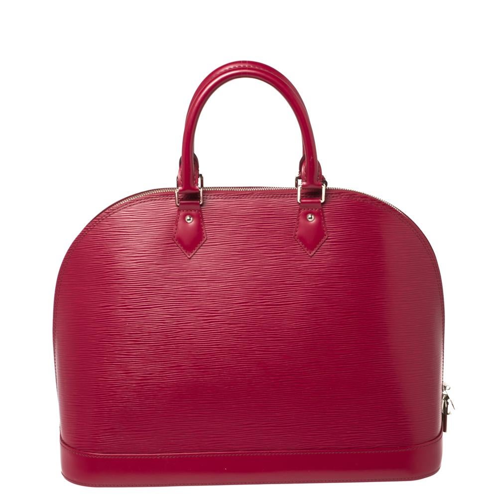 Red Louis Vuitton Fuchsia Epi Leather Alma GM Bag
