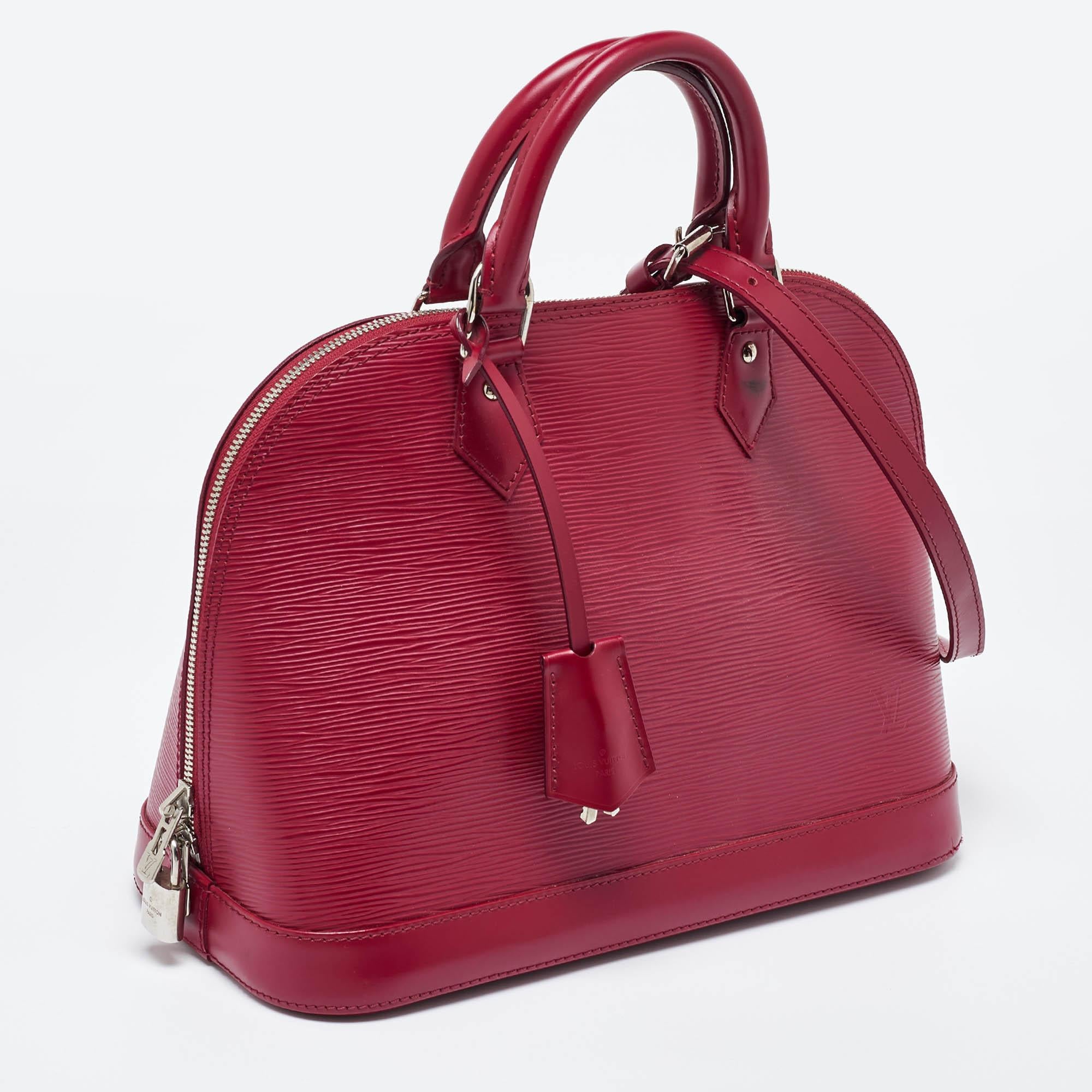Red Louis Vuitton Fuchsia Epi Leather Alma PM Bag For Sale