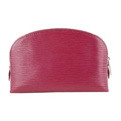 Louis Vuitton pochette à cosmétiques Demi Ronde en cuir épi fuchsia 585lvs615