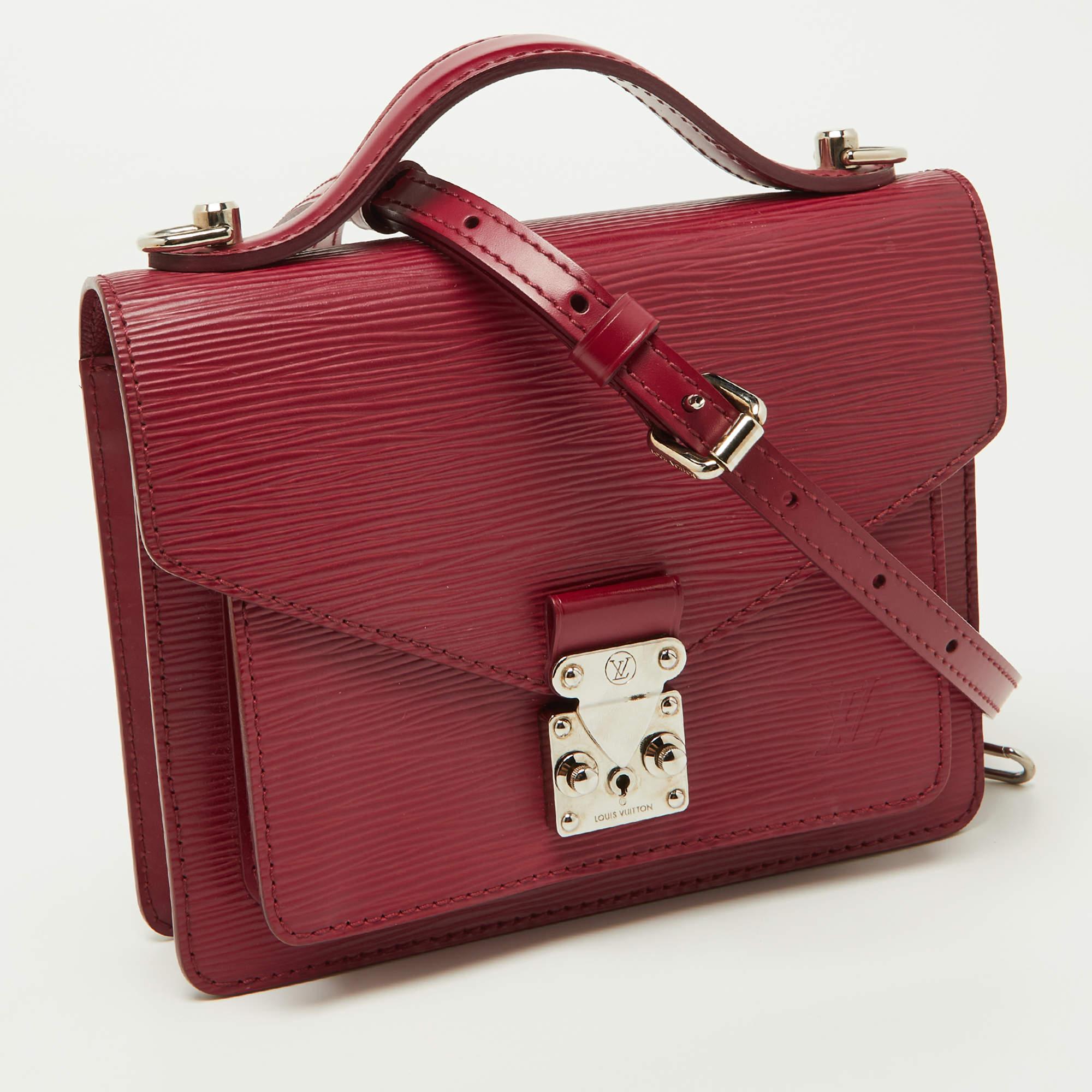 Brown Louis Vuitton Fuchsia Epi Leather Monceau BB Bag For Sale