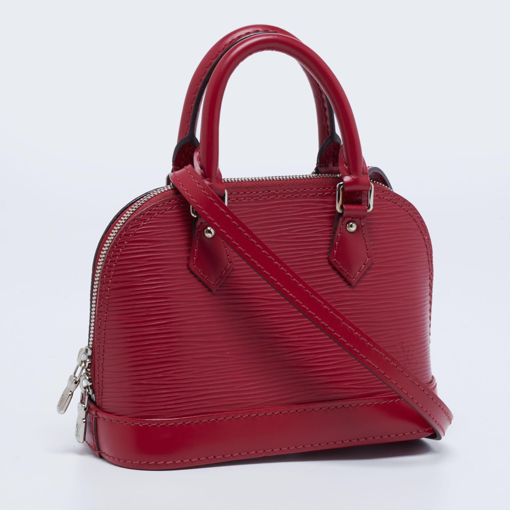 Louis Vuitton Fuchsia Epi Leather Nano Alma Bag In Good Condition In Dubai, Al Qouz 2