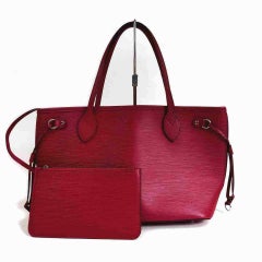 Louis Vuitton Fuchsia Epi Neverfull PM with Pouch Tote 855287