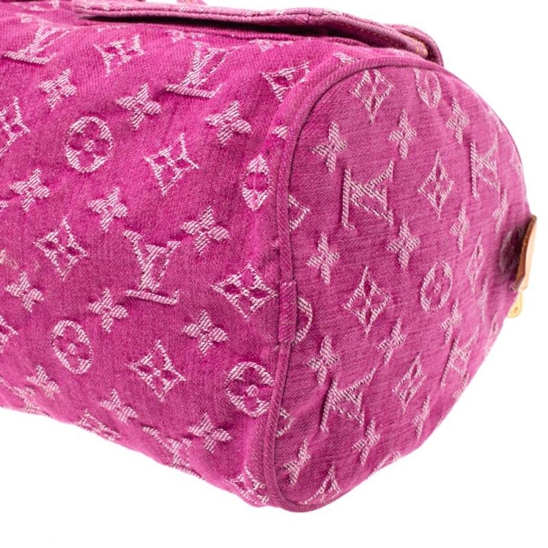 Louis Vuitton Neo Speedy M95214 Fuchsia Pink Monogram Denim Duffle Handbag