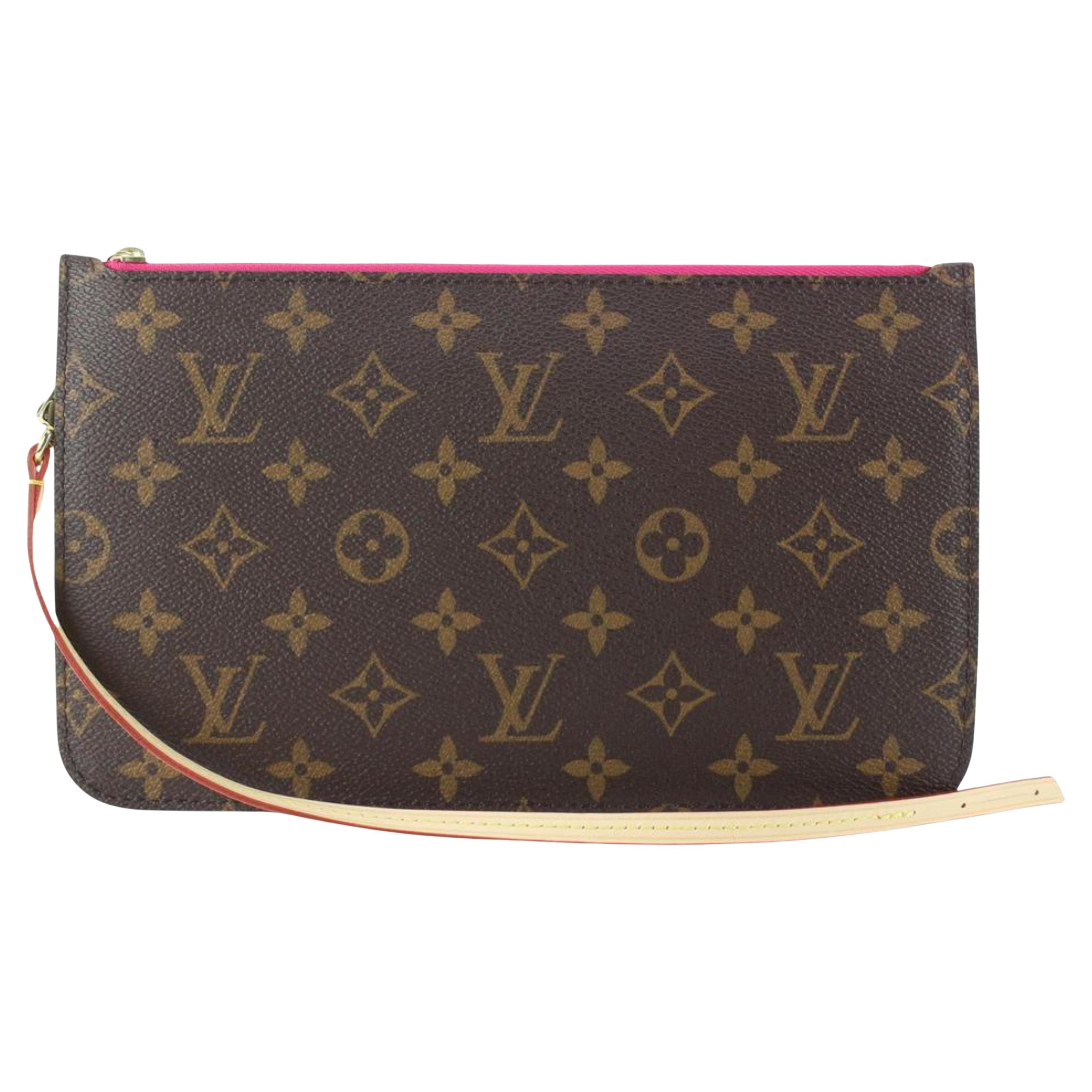 Louis Vuitton  Fuchsia Monogram Neverfull Pochette MM or GM 16lk824s
