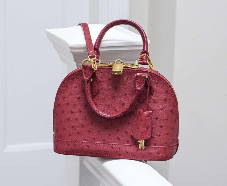 Louis Vuitton Gris Ostrich Leather Alma BB Bag - Yoogi's Closet
