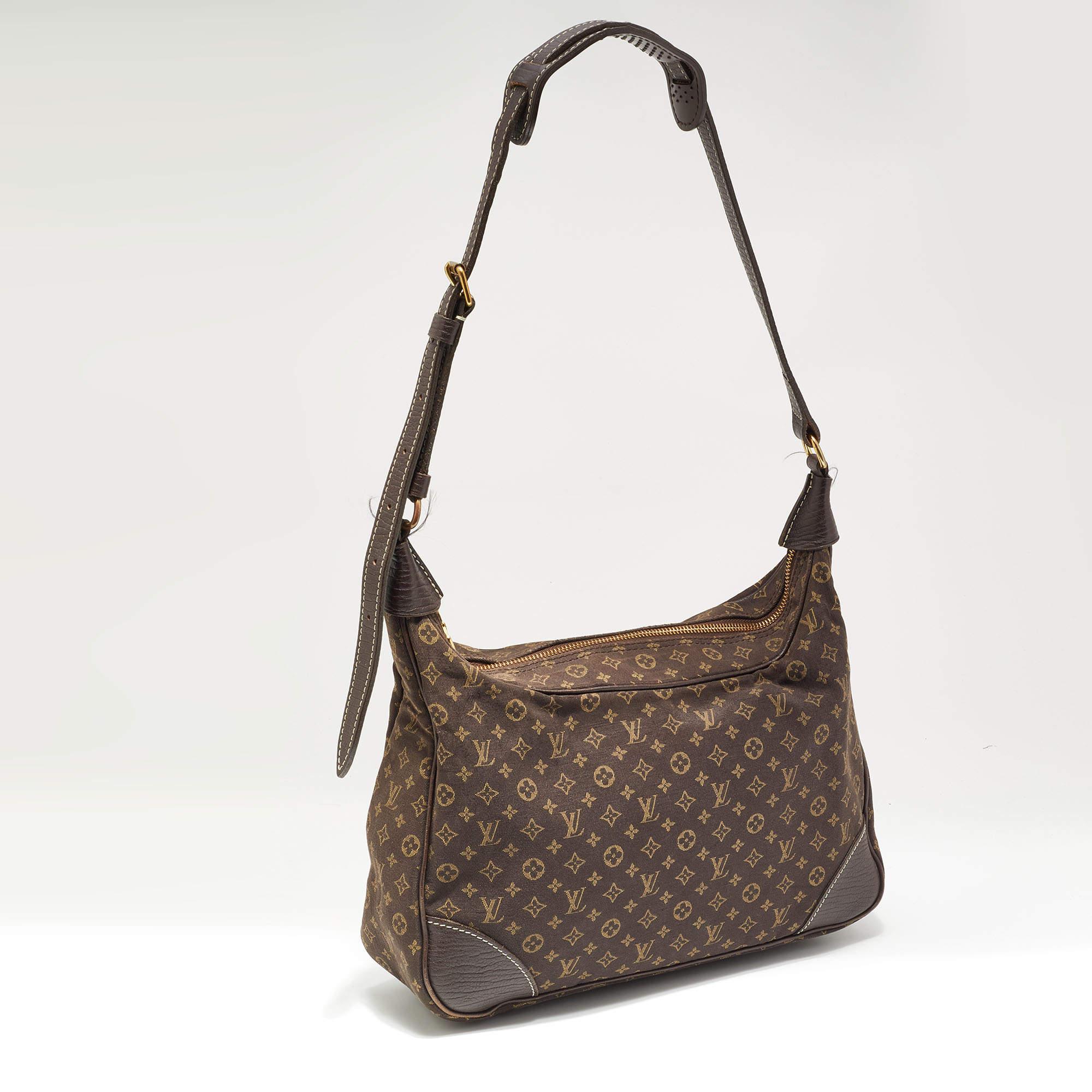 Louis Vuitton Fusain Monogram Mini Lin Canvas Boulogne Bag In Good Condition In Dubai, Al Qouz 2