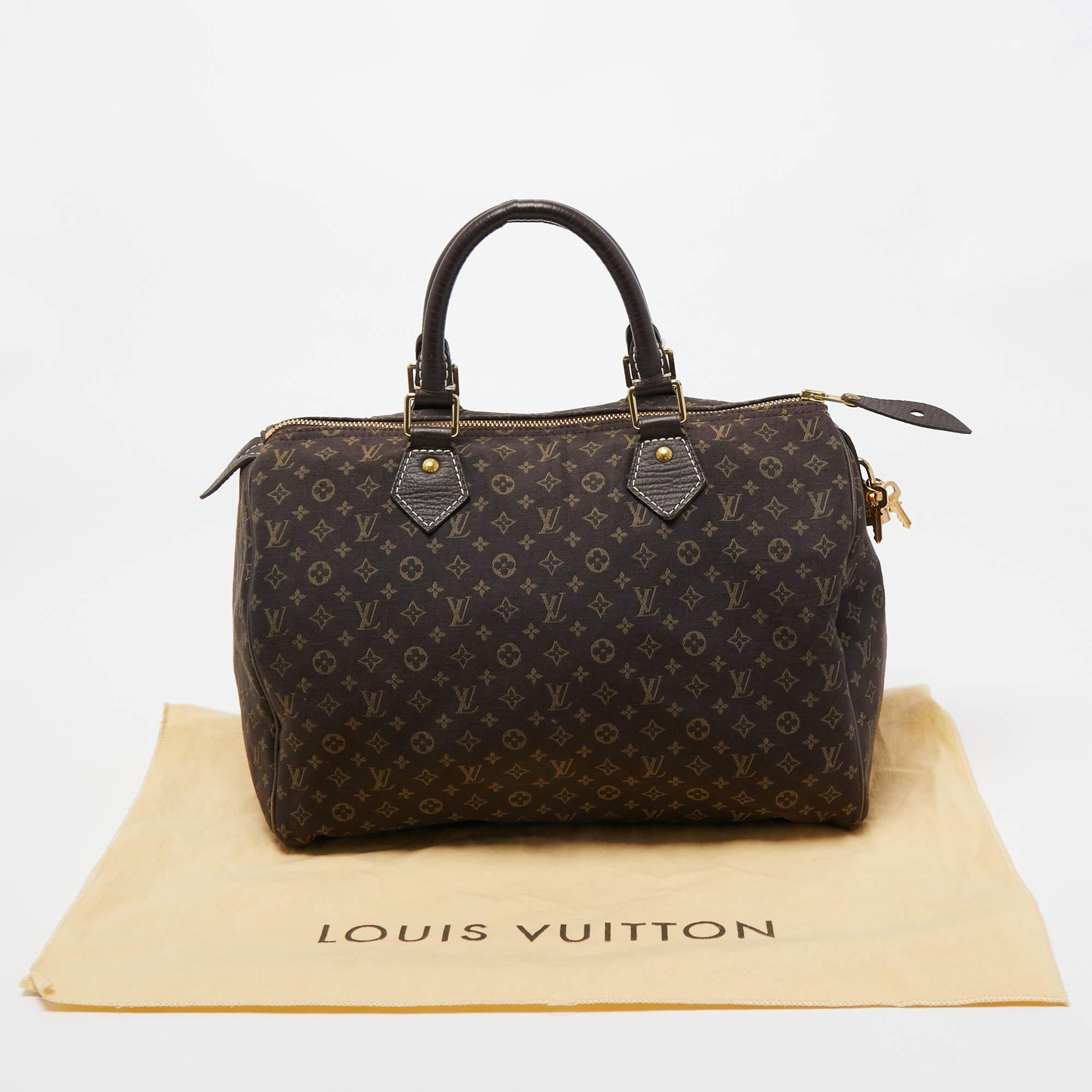 Louis Vuitton Fusain Monogram Mini Lin Canvas Speedy 30 Bag 8