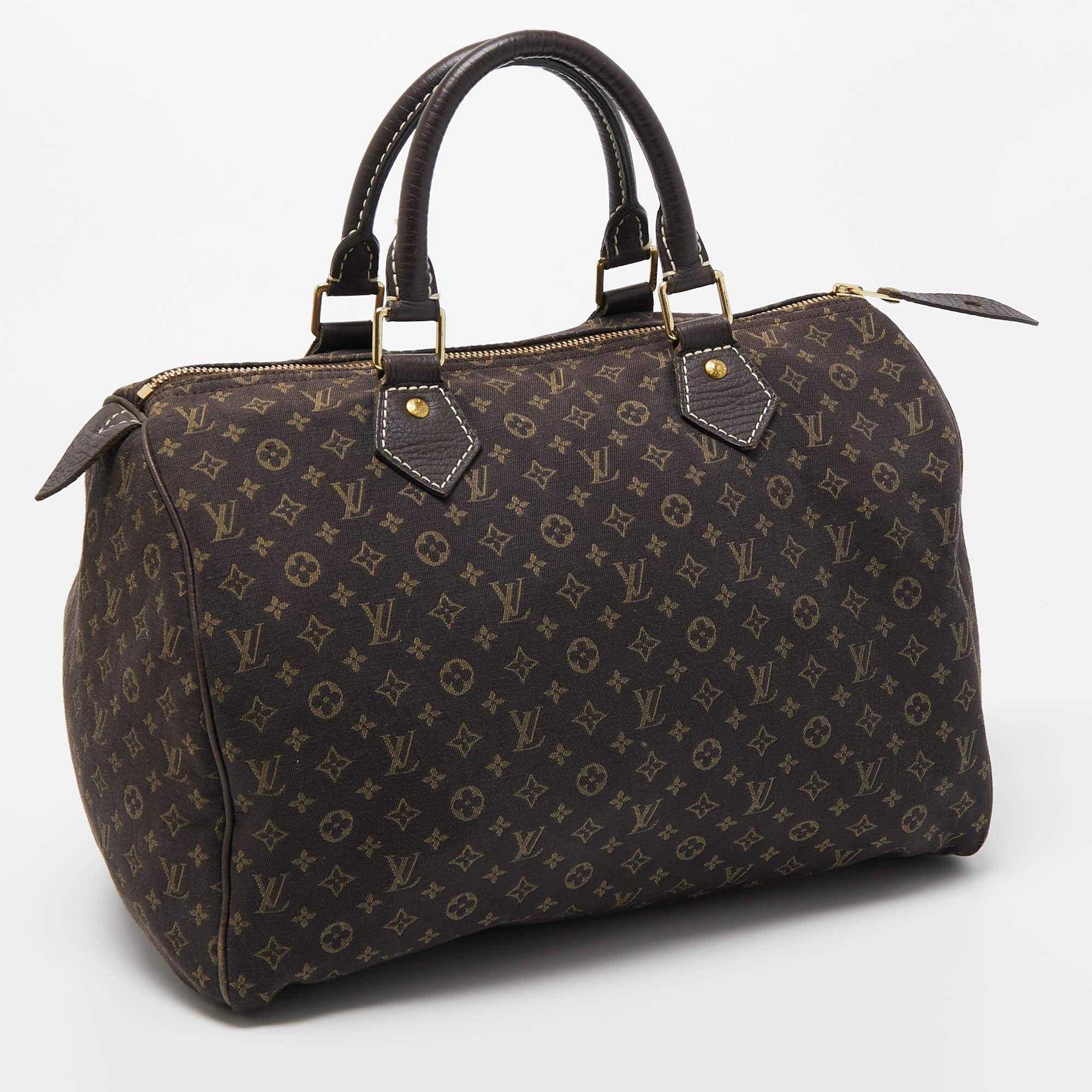 Louis Vuitton Fusain Monogram Mini Lin Canvas Speedy 30 Bag 8