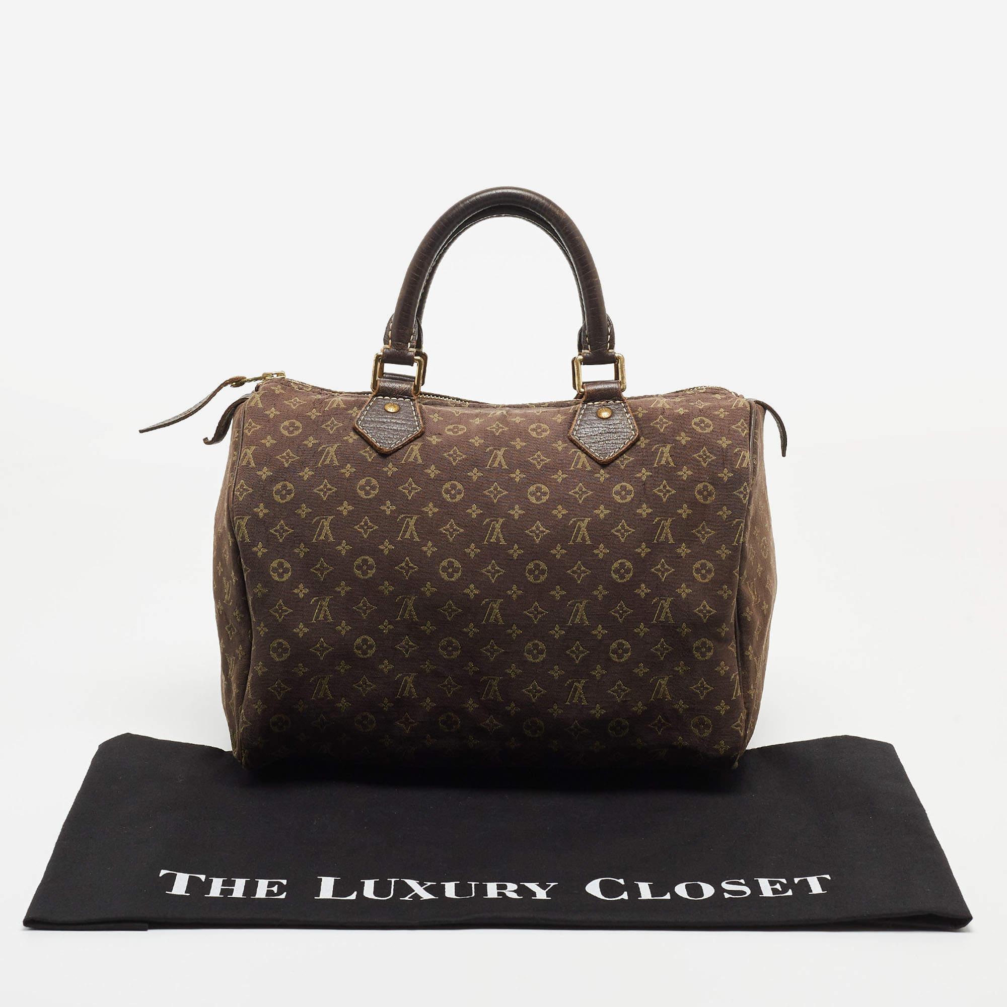 Louis Vuitton Fusain Monogram Mini Lin Canvas Speedy 30 Bag 15