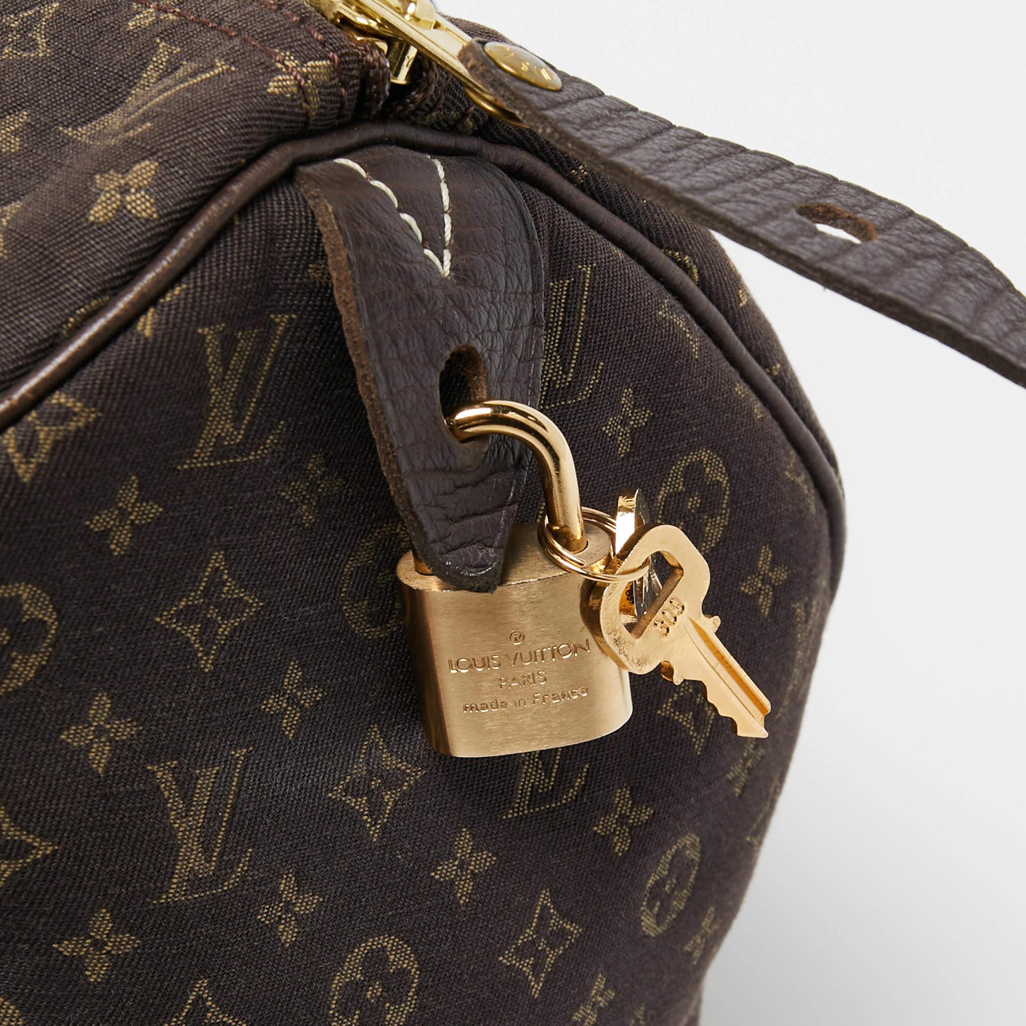 Louis Vuitton Fusain Monogram Mini Lin Canvas Speedy 30 Bag In Good Condition In Dubai, Al Qouz 2