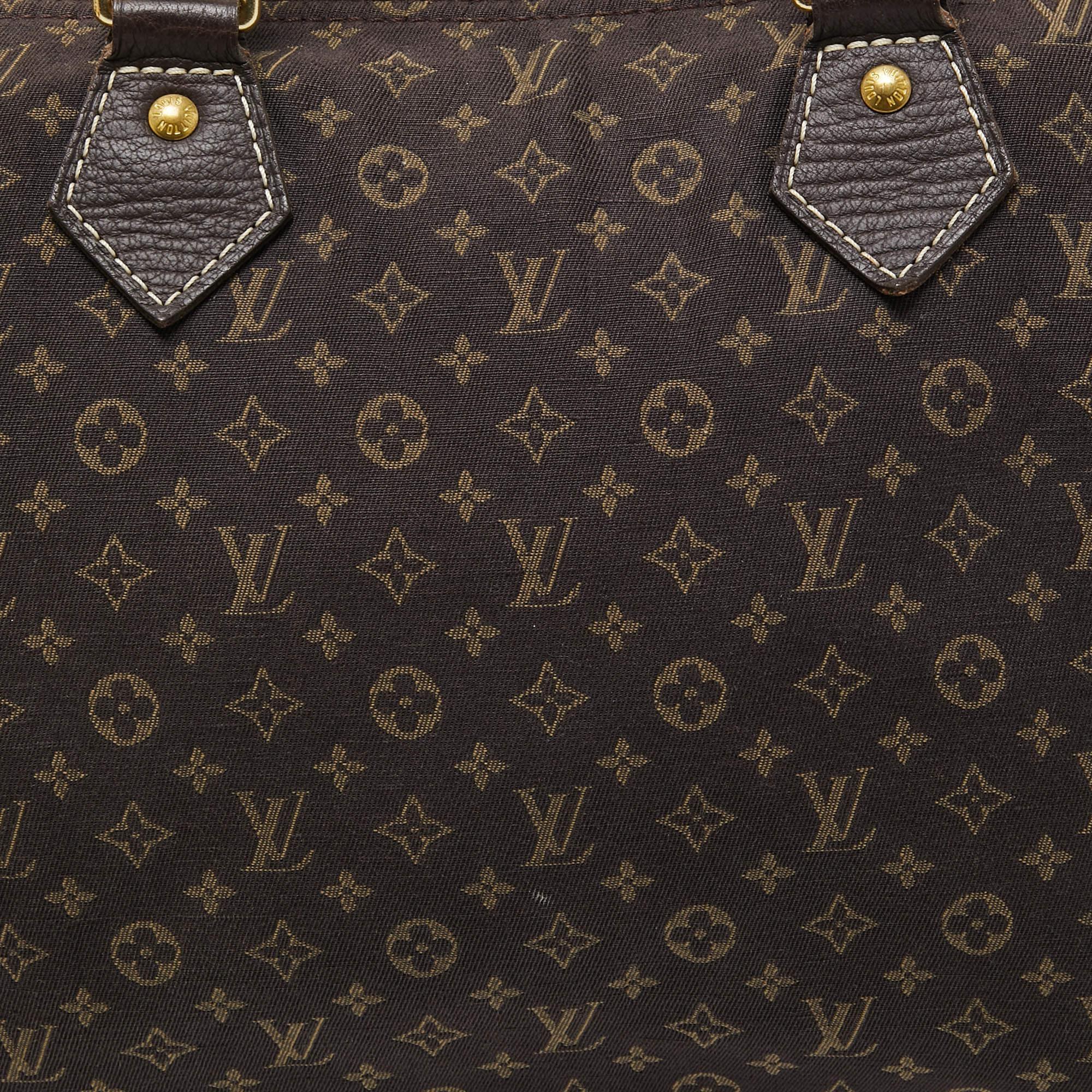 Women's Louis Vuitton Fusain Monogram Mini Lin Canvas Speedy 30 Bag