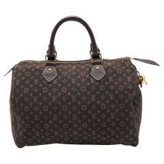 Sac Speedy 30 Louis Vuitton Fusain Monogram Mini Lin Canvas