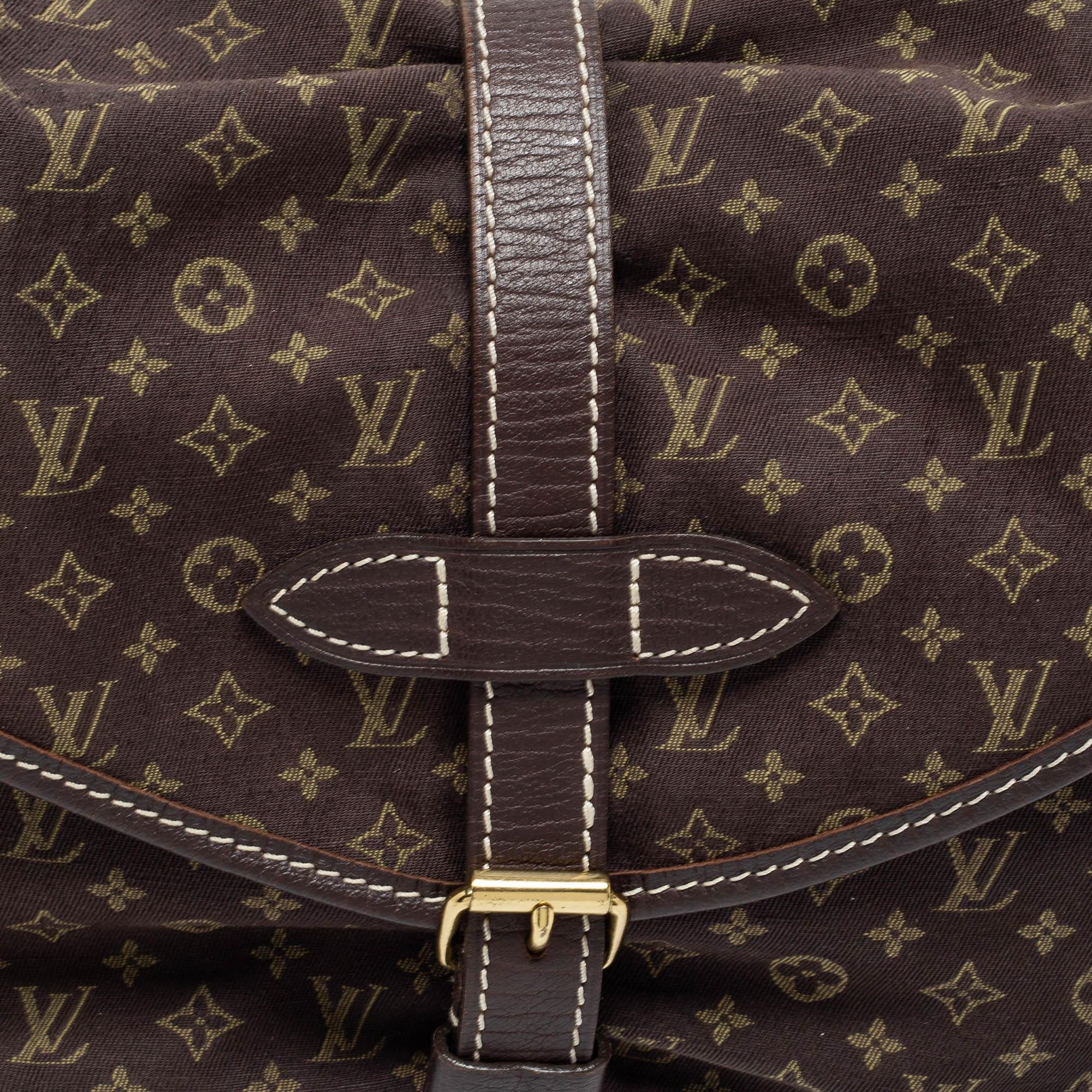 Louis Vuitton Fusain Monogram Mini Lin Saumur Shoulder Bag 2