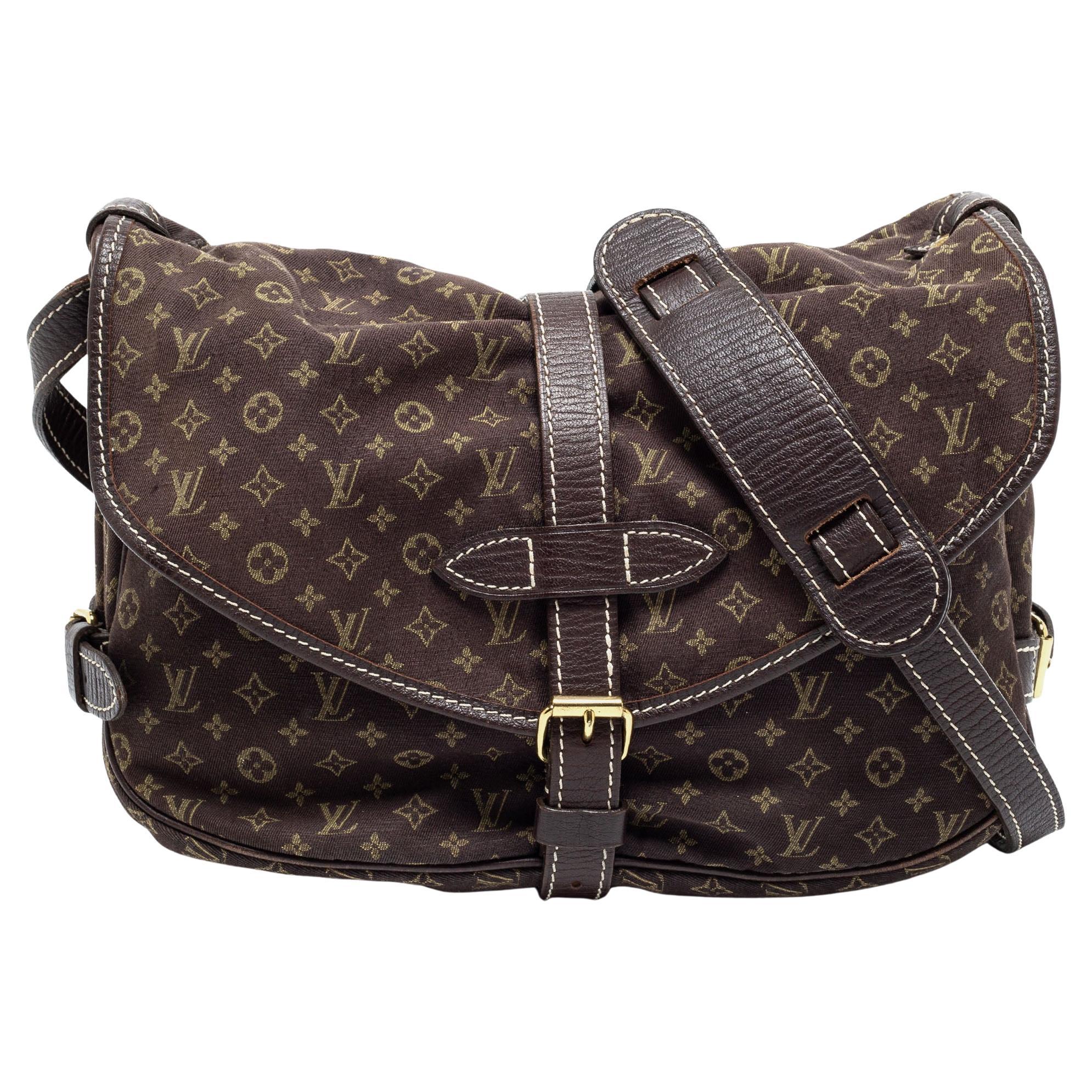 Louis Vuitton Fusain Monogram Mini Lin Saumur Shoulder Bag