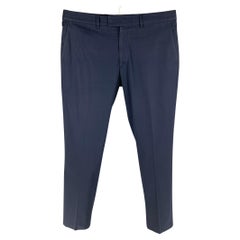 LOUIS VUITTON FW 2016 Size 34 Navy Blue Cotton Flat Front Dress Pants