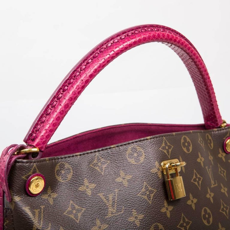 Authentic Louis Vuitton Gaia Monogram Python Handle Ostrich Detail Shoulder  Bag