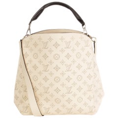 LOUIS VUITTON Galet beige Monogram Mahina leather BABYLONE PM Hobo Bag