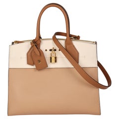 LOUIS VUITTON Galet, Beige & Tan Genarbtes Kalbsleder City Steamer MM