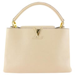 Louis Vuitton Galet Beige Taurillon Leather Capucines MM 98lk729s