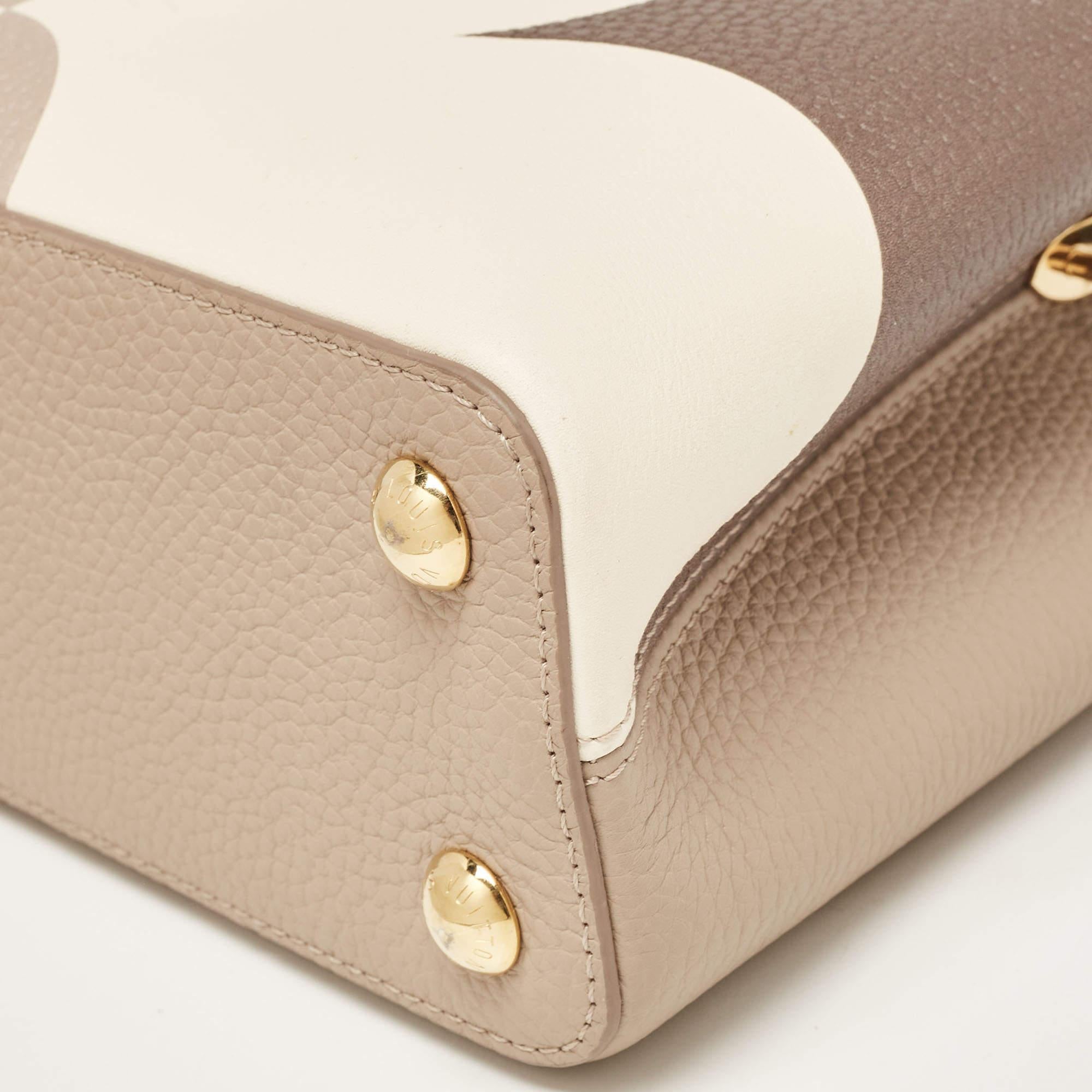 Louis Vuitton Galet/Creme Monogram Flower Taurillon Leather Capucines BB Bag 2