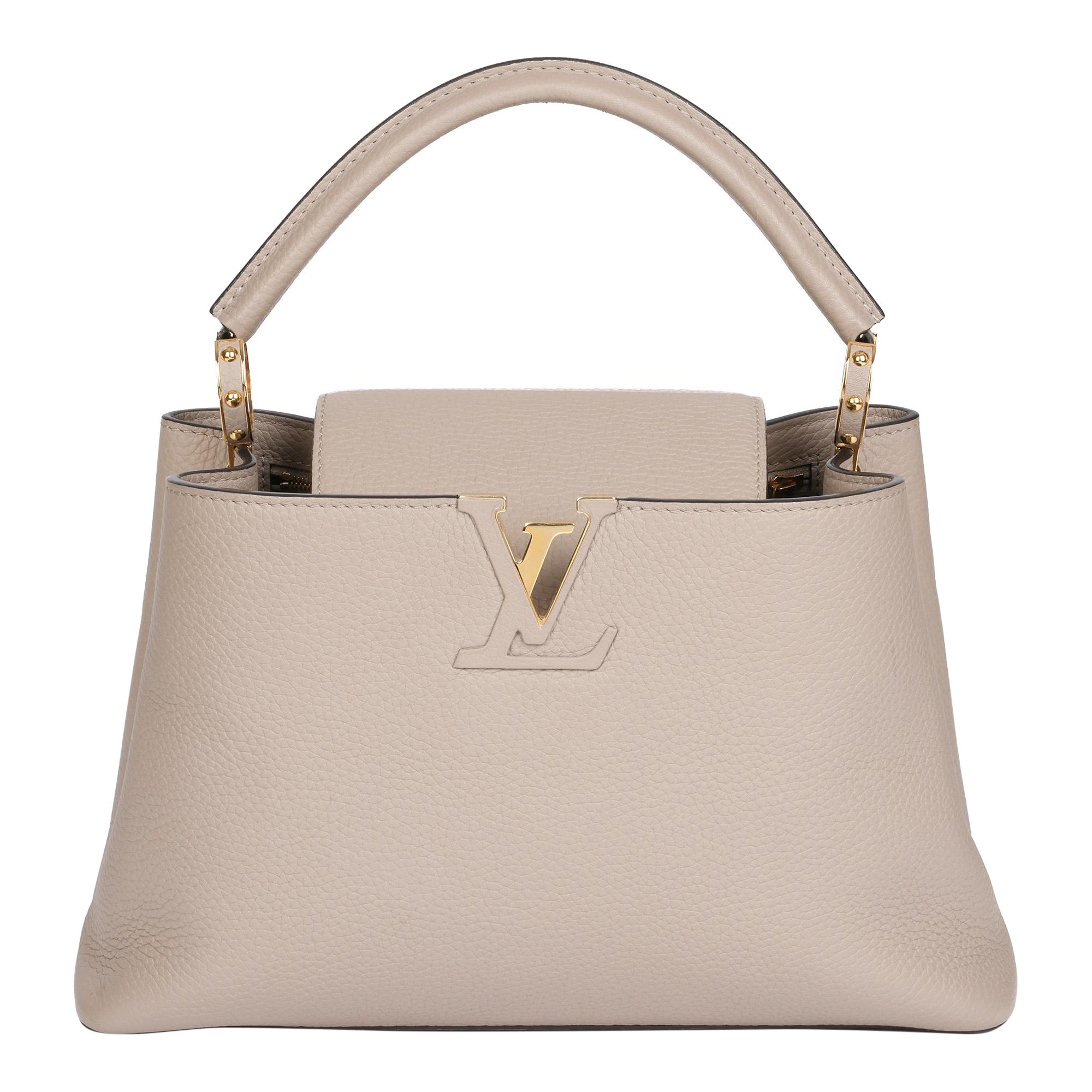 Louis Vuitton Galet Gris Taurillon Cuir Capucines MM