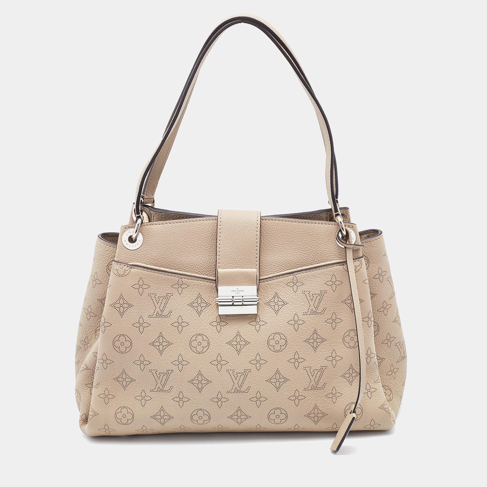 LOUIS VUITTON HAUMEA Tote Bag in Galet Color Smooth and Perforated Calf  Leather