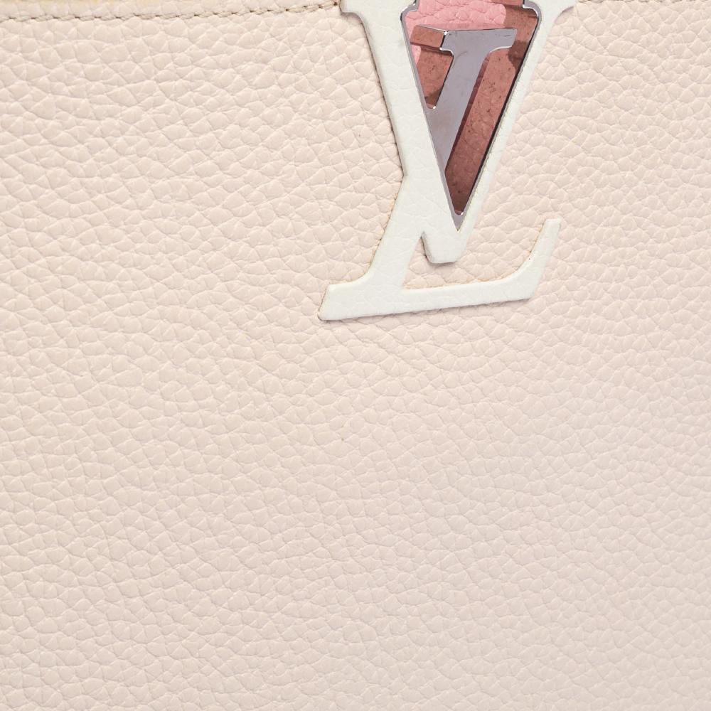 Women's Louis Vuitton Galet/Pink Taurillon Leather Capucines MM Bag