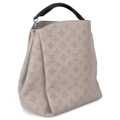 LOUIS VUITTON Galet taupe Mahina leather BABYLONE PM Hobo Bag