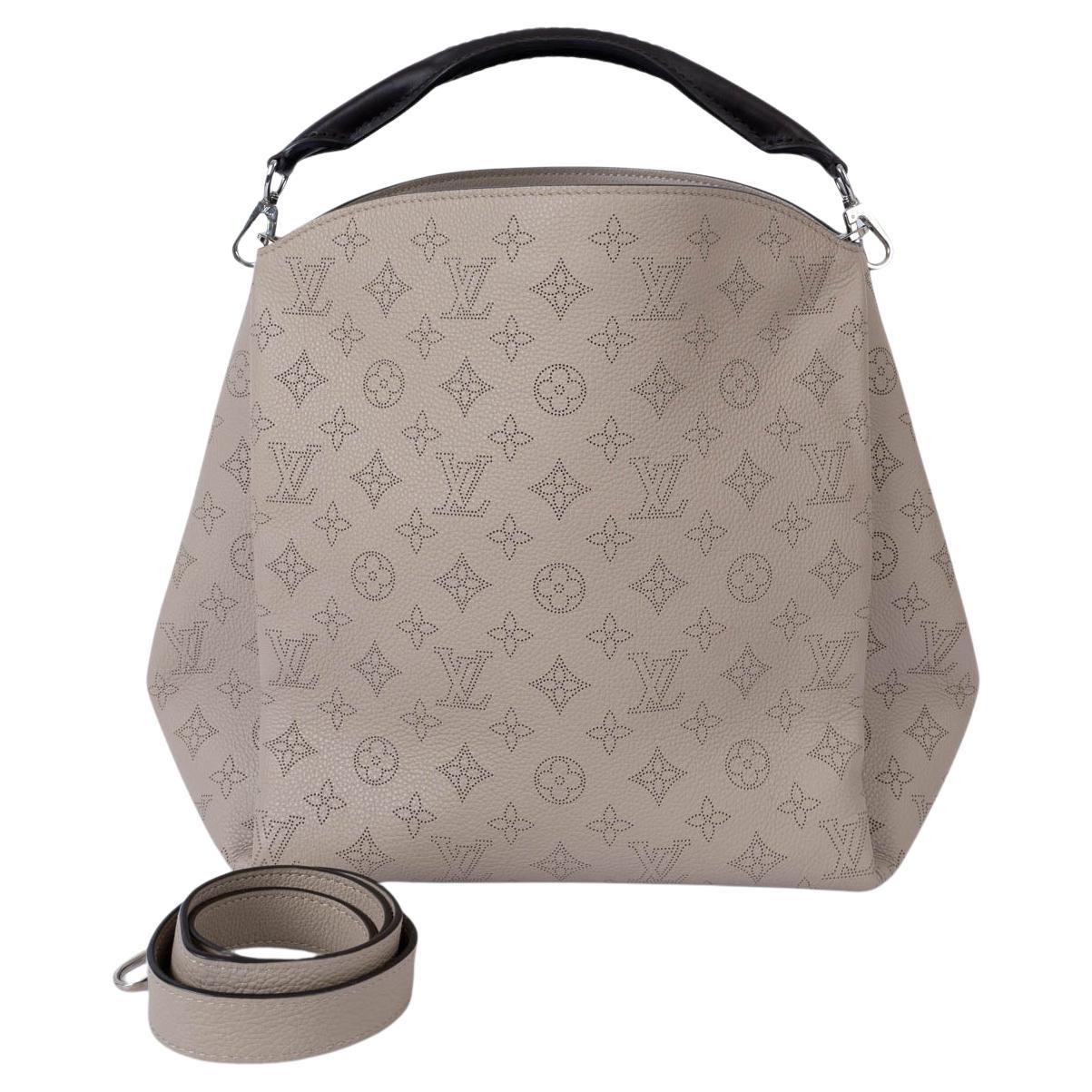 LOUIS VUITTON Galet taupe Mahina leather BABYLONE PM Hobo Bag For Sale
