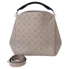 LOUIS VUITTON Galet taupe Mahina leather BABYLONE PM Hobo Bag
