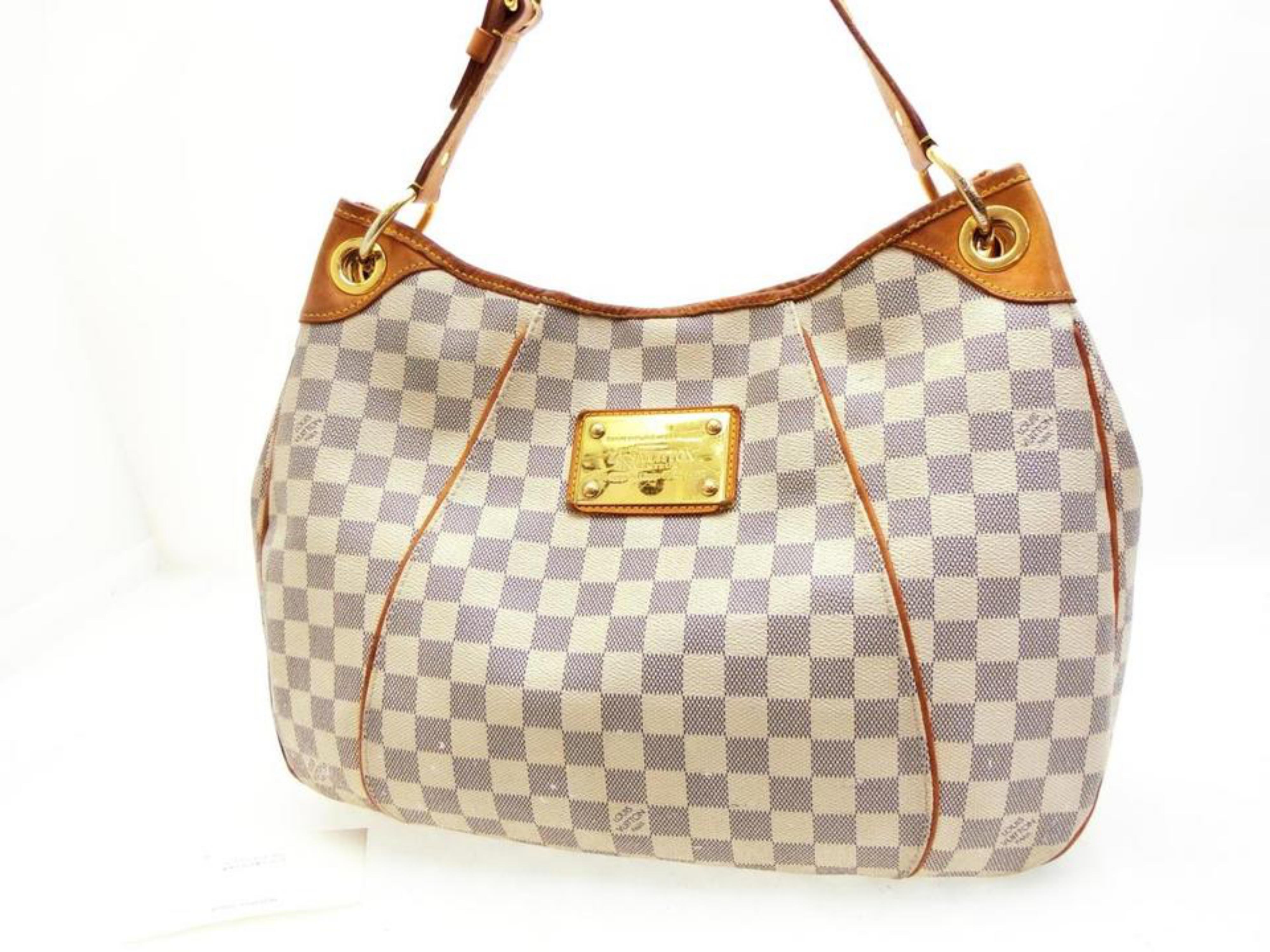 Louis Vuitton Galliera Damier Hobo 227805 Azur Coated Canvas Shoulder Bag For Sale 4