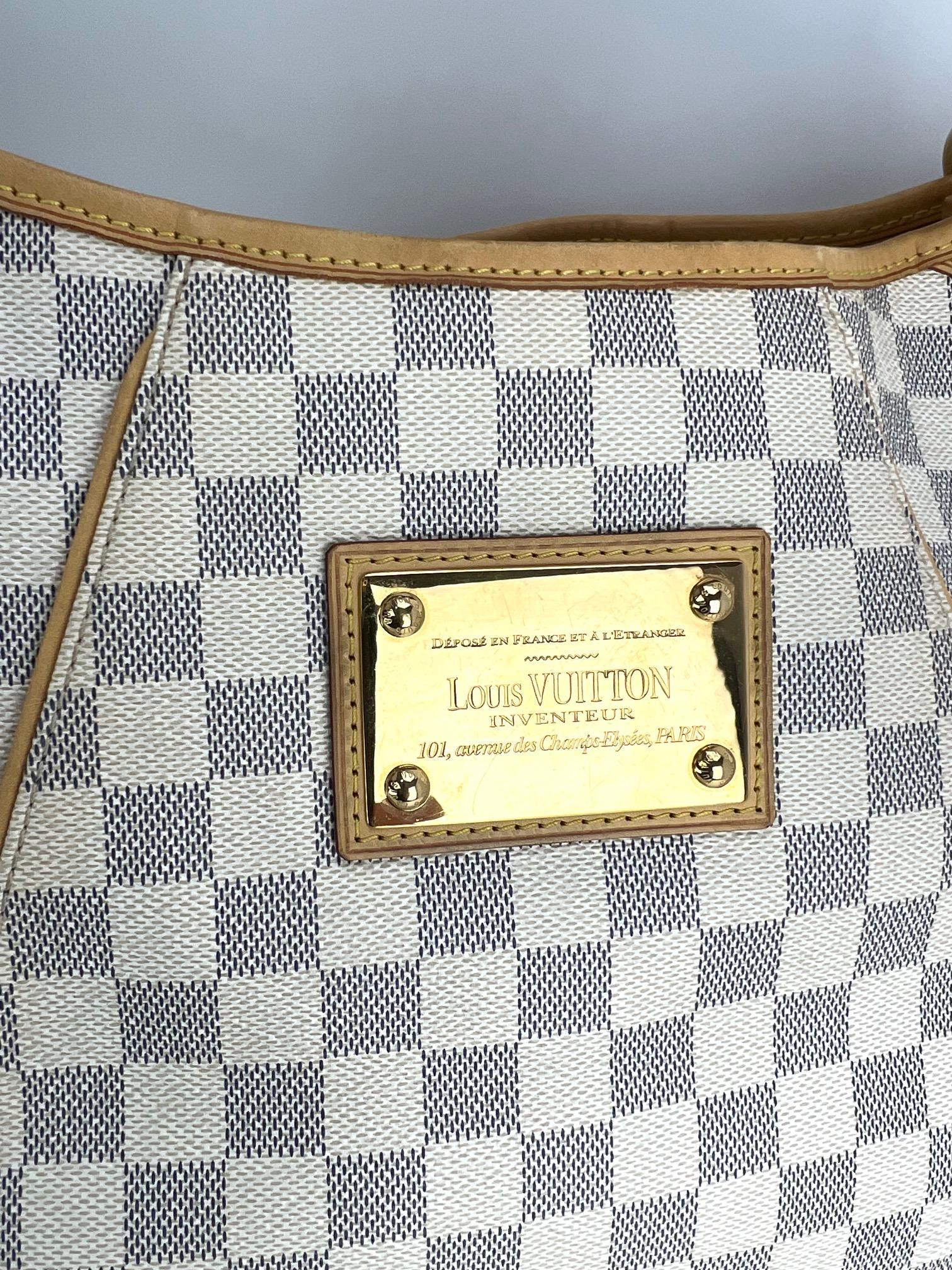 Women's Louis Vuitton Galliera PM White Damier Azur Shoulder Tote Bag 