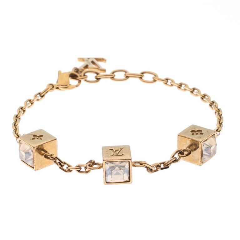 Louis Vuitton Gamble Crystal Gold Tone Bracelet For Sale at 1stdibs