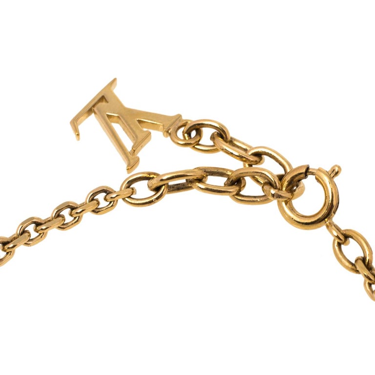 LOUIS VUITTON Gold Plated Gamble PINK Rhinestone Brasserie Bracelet  Authentic