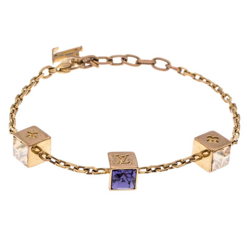 Contemporary Louis Vuitton Gamble Crystal Gold Tone Bracelet