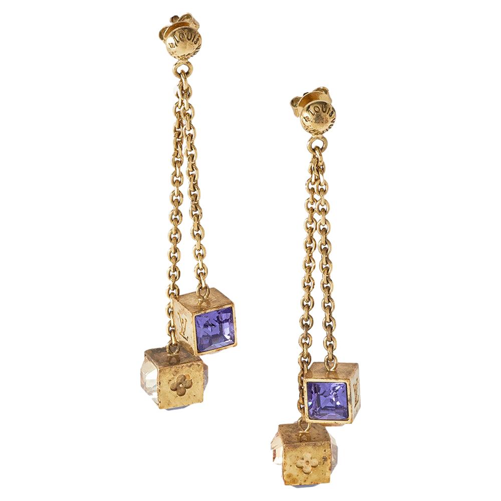 Louis Vuitton Crystal Love Letters Timeless Earrings - Brass Stud