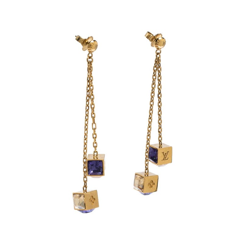 Louis Vuitton Gamble Crystal Gold Tone Dangle Earrings at 1stDibs  louis  vuitton dangle earrings, louis vuitton earrings dangle, louis vuitton  gamble earrings