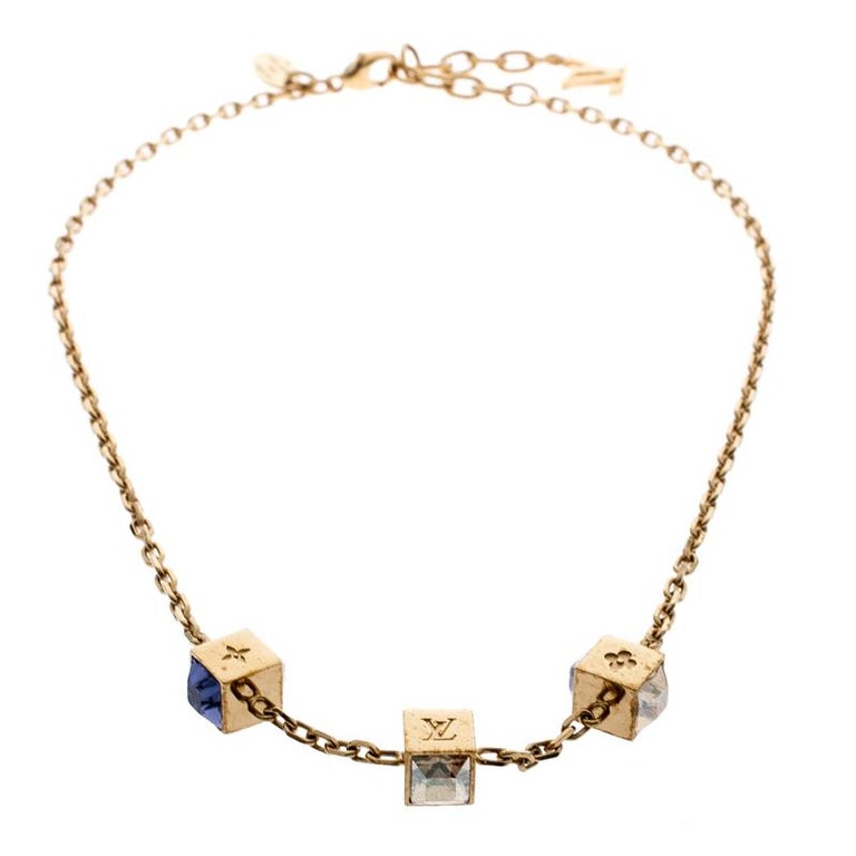 Louis Vuitton Gamble Multicolor Crystal Gold Tone Necklace Louis Vuitton
