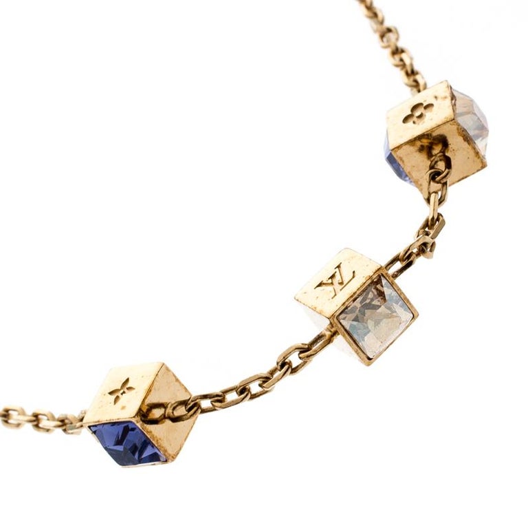 Louis Vuitton Gamble Multicolor Crystal Gold Tone Necklace Louis Vuitton