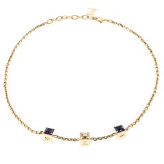 Louis Vuitton Gamble Crystal Gold Tone Necklace